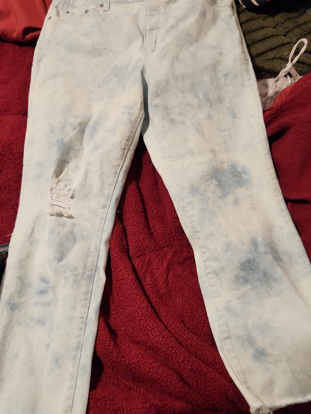 crown & ivy Light Blue Tie-Dye Straight Leg Jeans